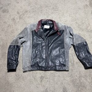 Nino Cerruti Paris Diffusion Mens Leather Suede Bomber Jacket Black Grey 46